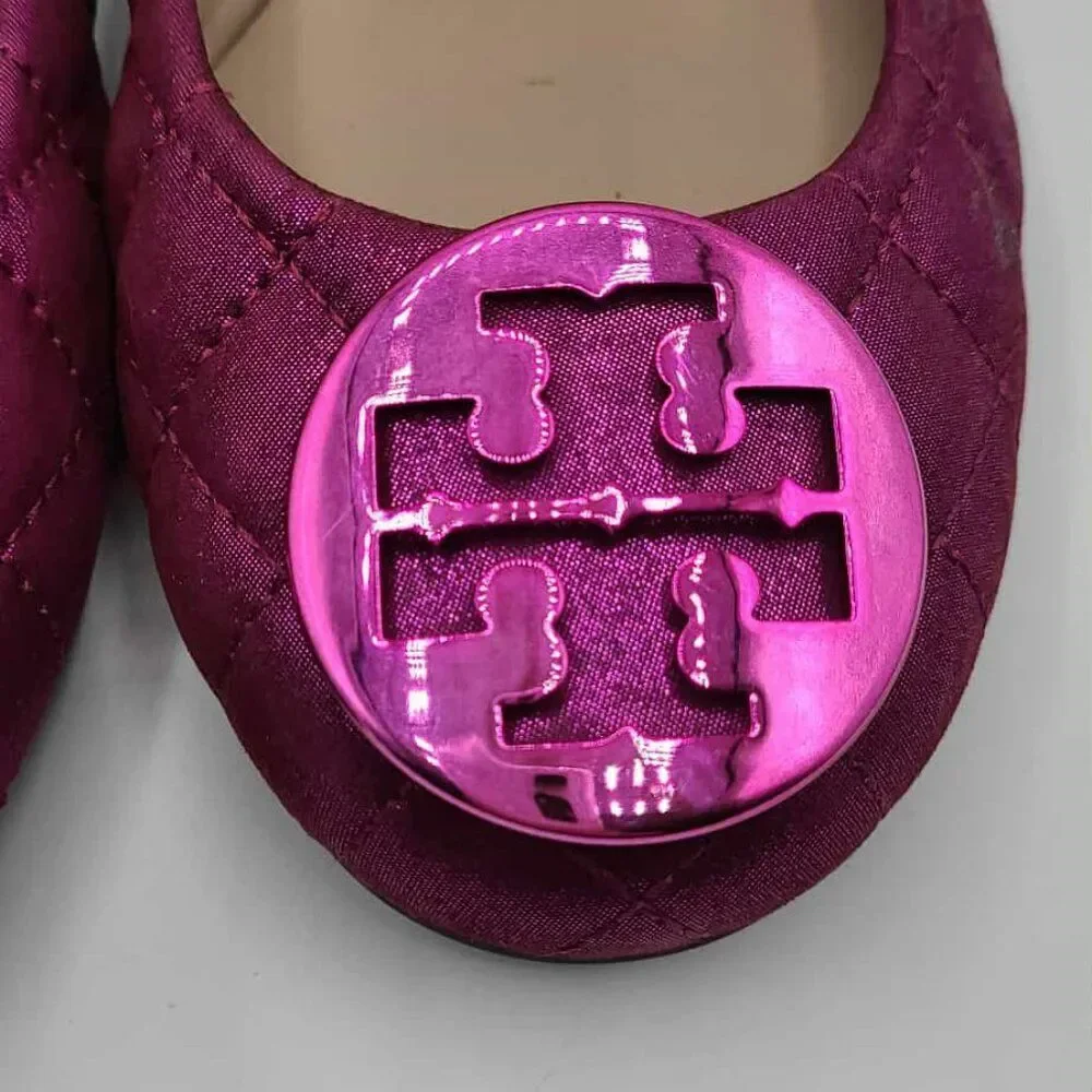 Tory Burch Metallic Fuschia Reva Flats size 7M NEW! NWT!